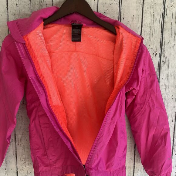 The North Face Girls HYVENT Hooded Rain Jacket Size S 7/8 Pink Outdoor Full Zip - Picture 5 of 14